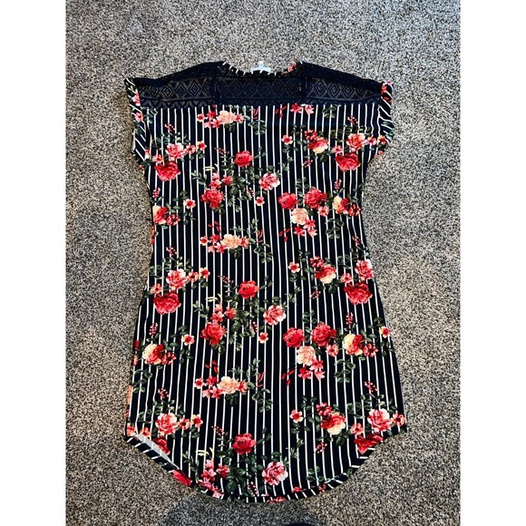 Bobbie & Brooks Women's‎ Navy Blue/white red roses short sleeve dress size large - Picture 9 of 12